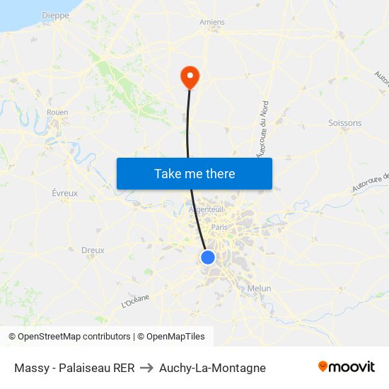 Massy - Palaiseau RER to Auchy-La-Montagne map