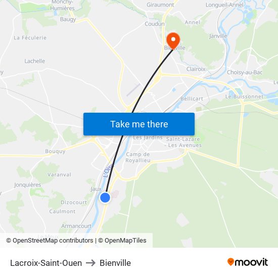 Lacroix-Saint-Ouen to Bienville map