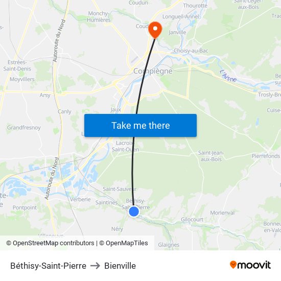 Béthisy-Saint-Pierre to Bienville map