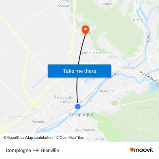 Compiègne to Bienville map