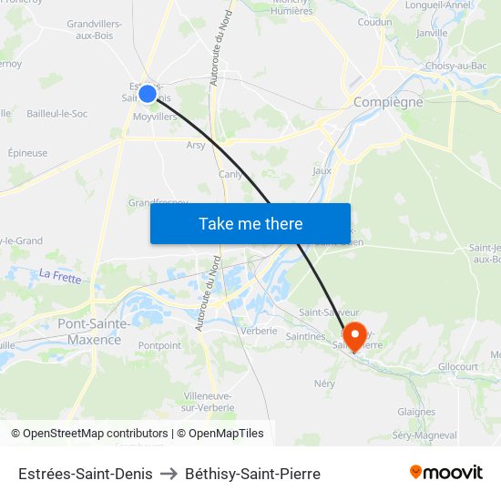 Estrées-Saint-Denis to Béthisy-Saint-Pierre map