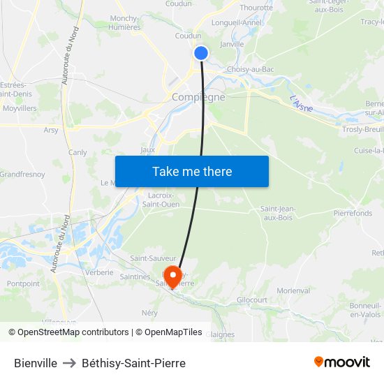 Bienville to Béthisy-Saint-Pierre map