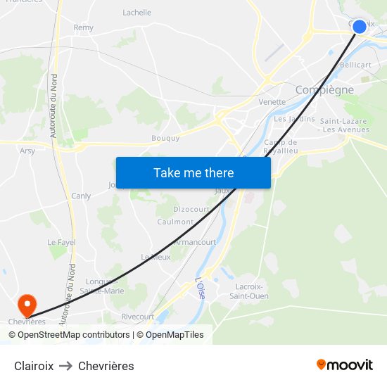 Clairoix to Chevrières map