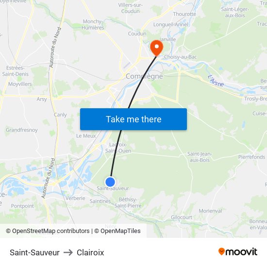 Saint-Sauveur to Clairoix map