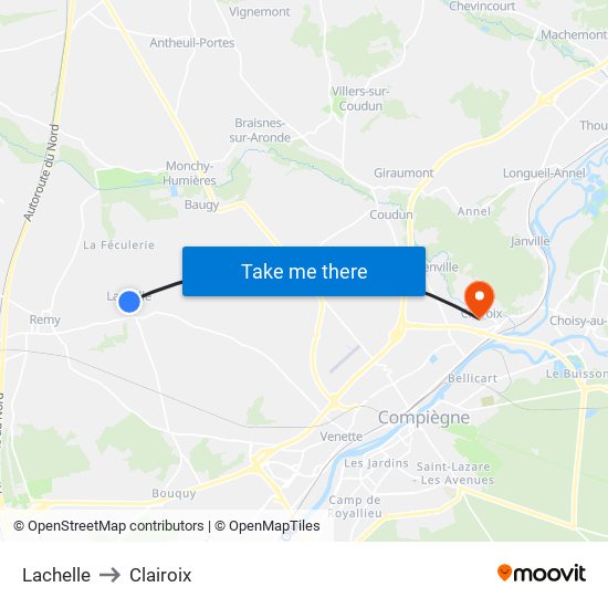 Lachelle to Clairoix map