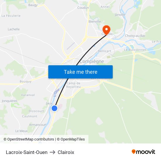 Lacroix-Saint-Ouen to Clairoix map