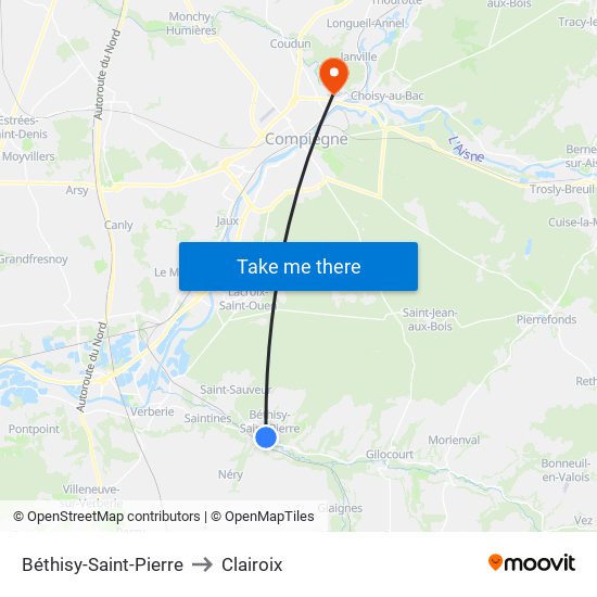 Béthisy-Saint-Pierre to Clairoix map