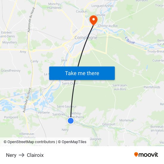 Nery to Clairoix map