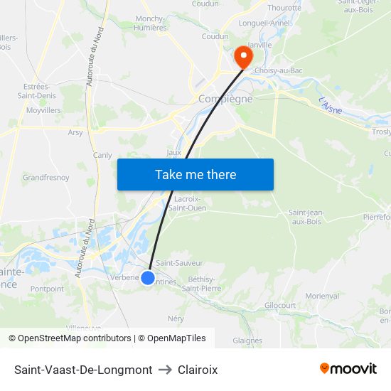 Saint-Vaast-De-Longmont to Clairoix map