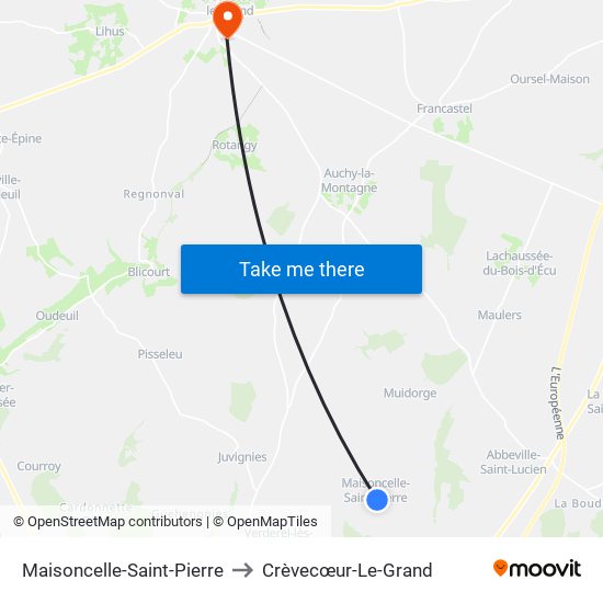 Maisoncelle-Saint-Pierre to Crèvecœur-Le-Grand map