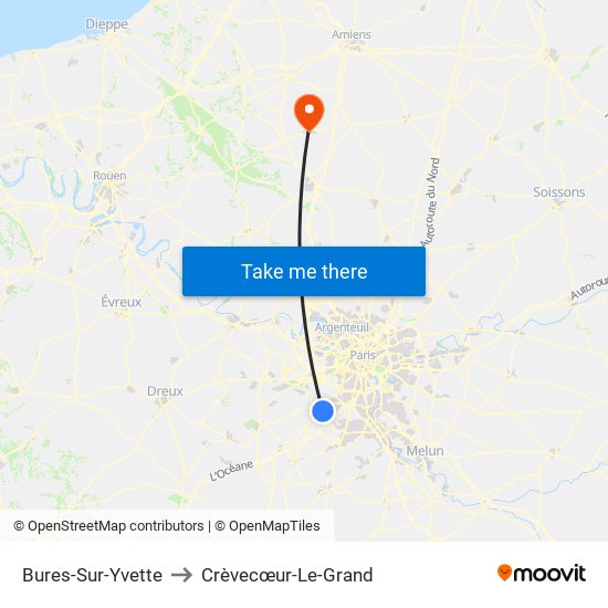 Bures-Sur-Yvette to Crèvecœur-Le-Grand map