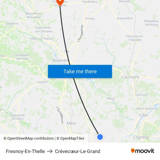 Fresnoy-En-Thelle to Crèvecœur-Le-Grand map