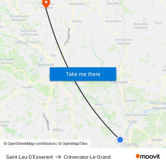 Saint-Leu-D'Esserent to Crèvecœur-Le-Grand map