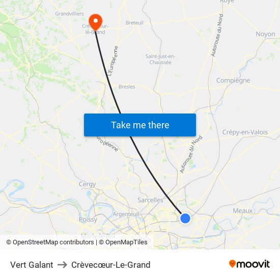 Vert Galant to Crèvecœur-Le-Grand map