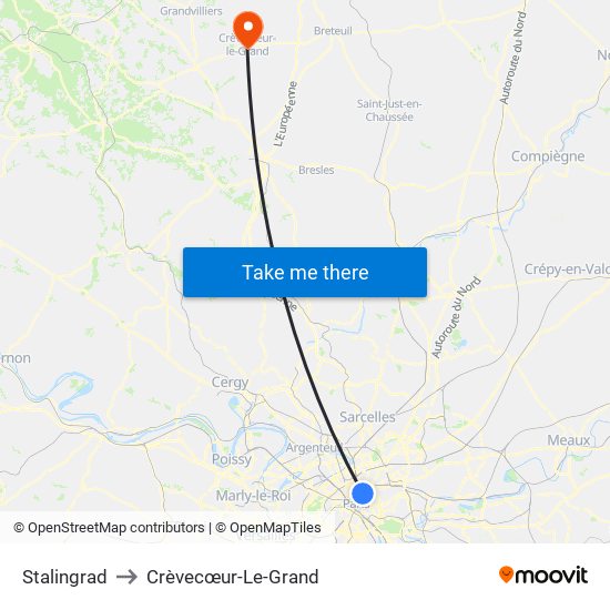 Stalingrad to Crèvecœur-Le-Grand map