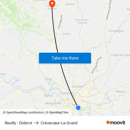 Reuilly - Diderot to Crèvecœur-Le-Grand map
