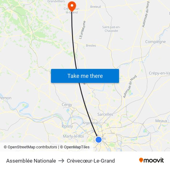 Assemblée Nationale to Crèvecœur-Le-Grand map