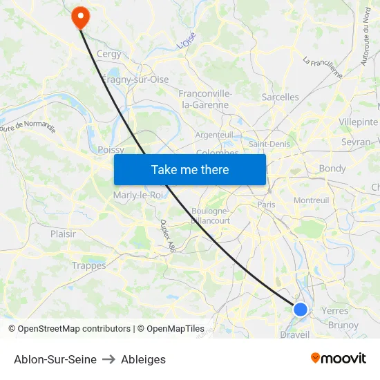 Ablon-Sur-Seine to Ableiges map
