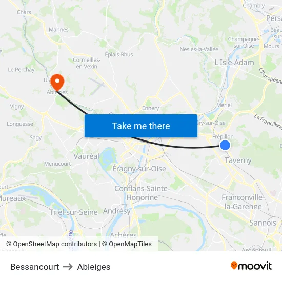 Bessancourt to Ableiges map