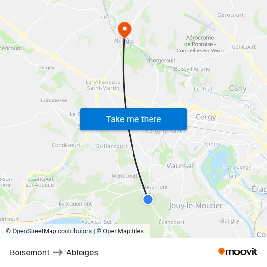 Boisemont to Ableiges map