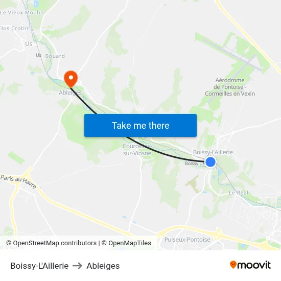 Boissy-L'Aillerie to Ableiges map
