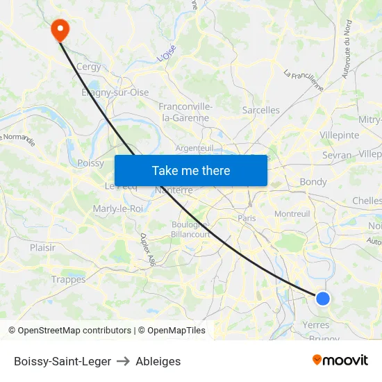 Boissy-Saint-Leger to Ableiges map