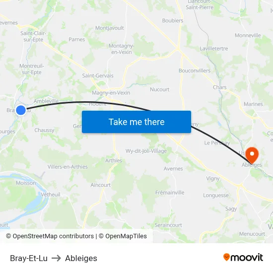 Bray-Et-Lu to Ableiges map