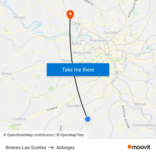 Brieres-Les-Scelles to Ableiges map