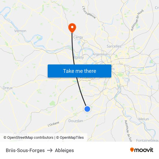 Briis-Sous-Forges to Ableiges map