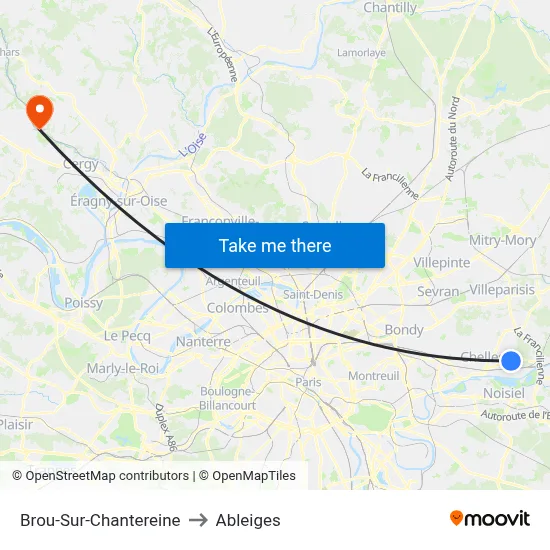 Brou-Sur-Chantereine to Ableiges map