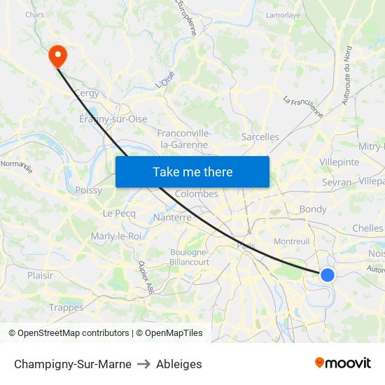 Champigny-Sur-Marne to Ableiges map