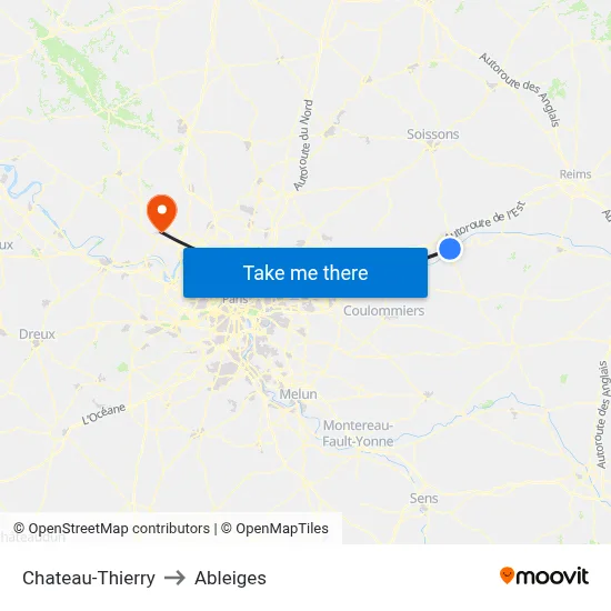 Chateau-Thierry to Ableiges map