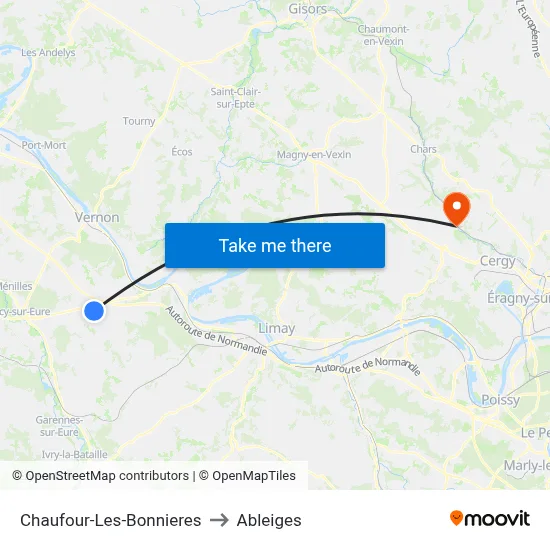Chaufour-Les-Bonnieres to Ableiges map