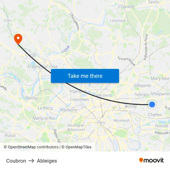 Coubron to Ableiges map