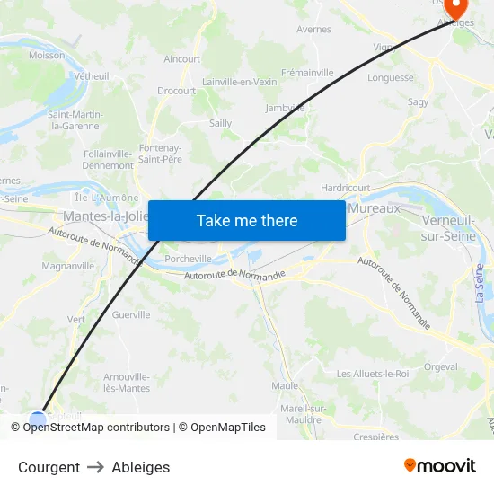 Courgent to Ableiges map