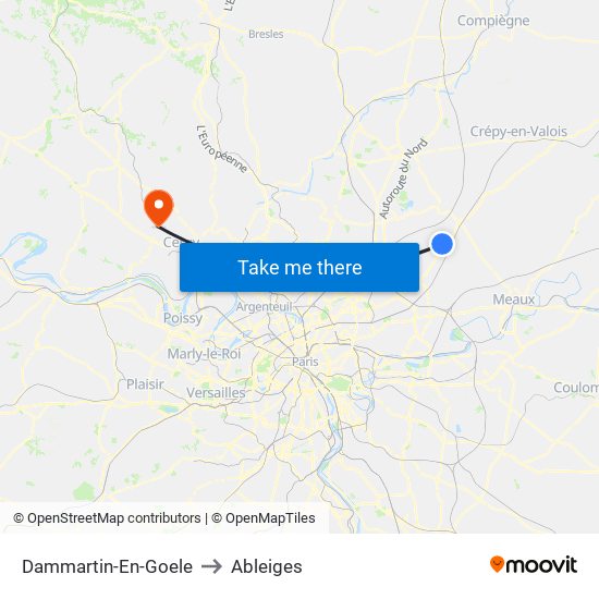 Dammartin-En-Goele to Ableiges map