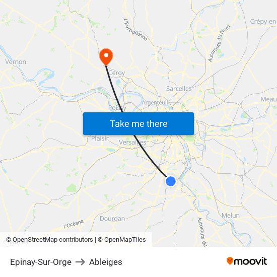 Epinay-Sur-Orge to Ableiges map