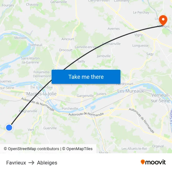 Favrieux to Ableiges map