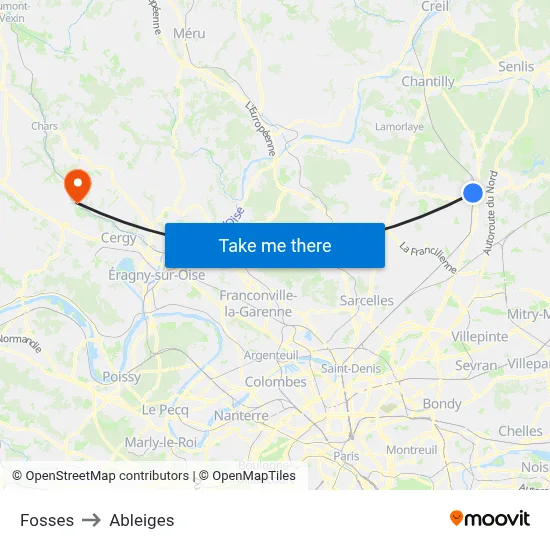 Fosses to Ableiges map