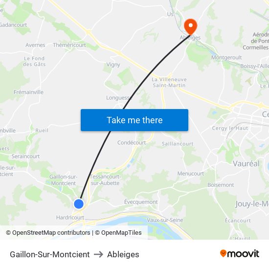 Gaillon-Sur-Montcient to Ableiges map