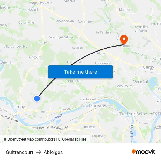 Guitrancourt to Ableiges map