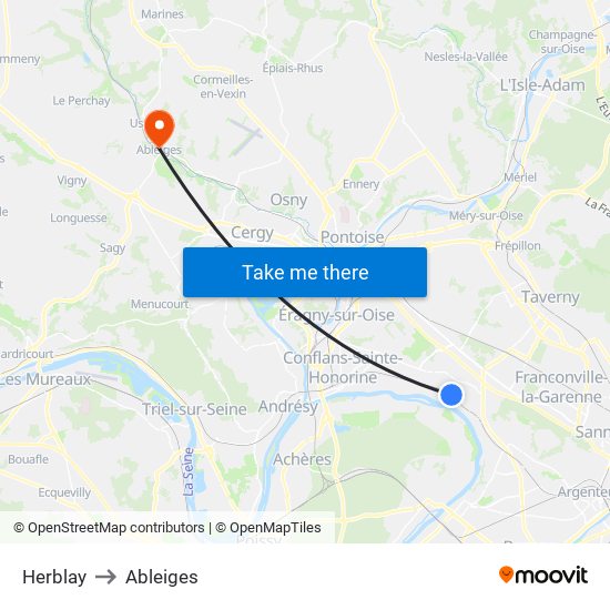 Herblay to Ableiges map