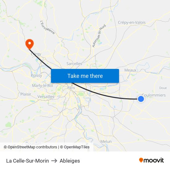 La Celle-Sur-Morin to Ableiges map