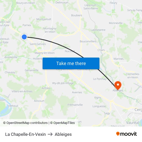 La Chapelle-En-Vexin to Ableiges map