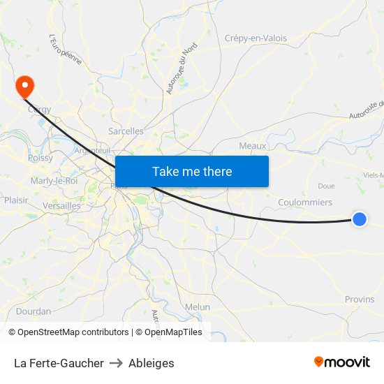 La Ferte-Gaucher to Ableiges map