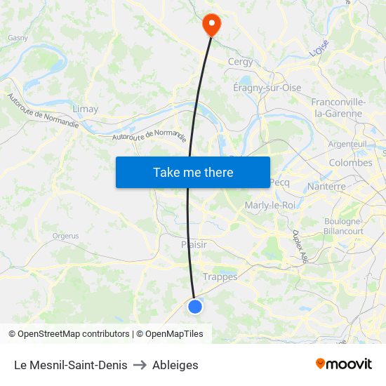 Le Mesnil-Saint-Denis to Ableiges map