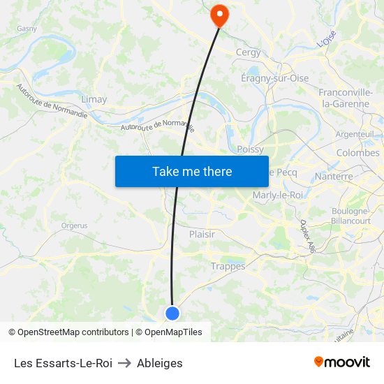 Les Essarts-Le-Roi to Ableiges map