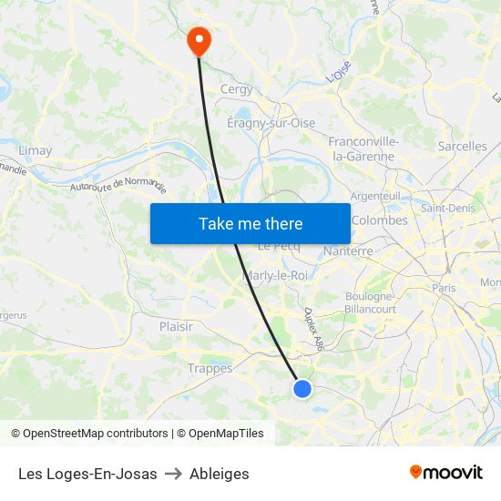 Les Loges-En-Josas to Ableiges map