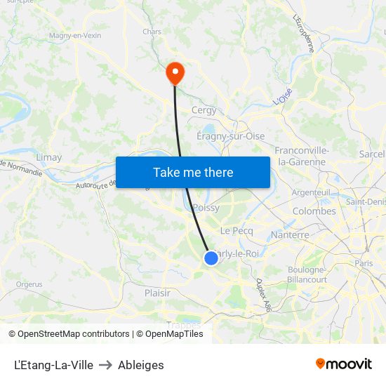 L'Etang-La-Ville to Ableiges map
