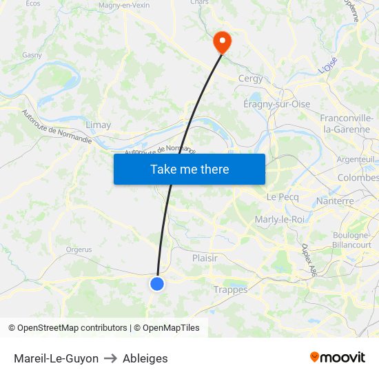 Mareil-Le-Guyon to Ableiges map